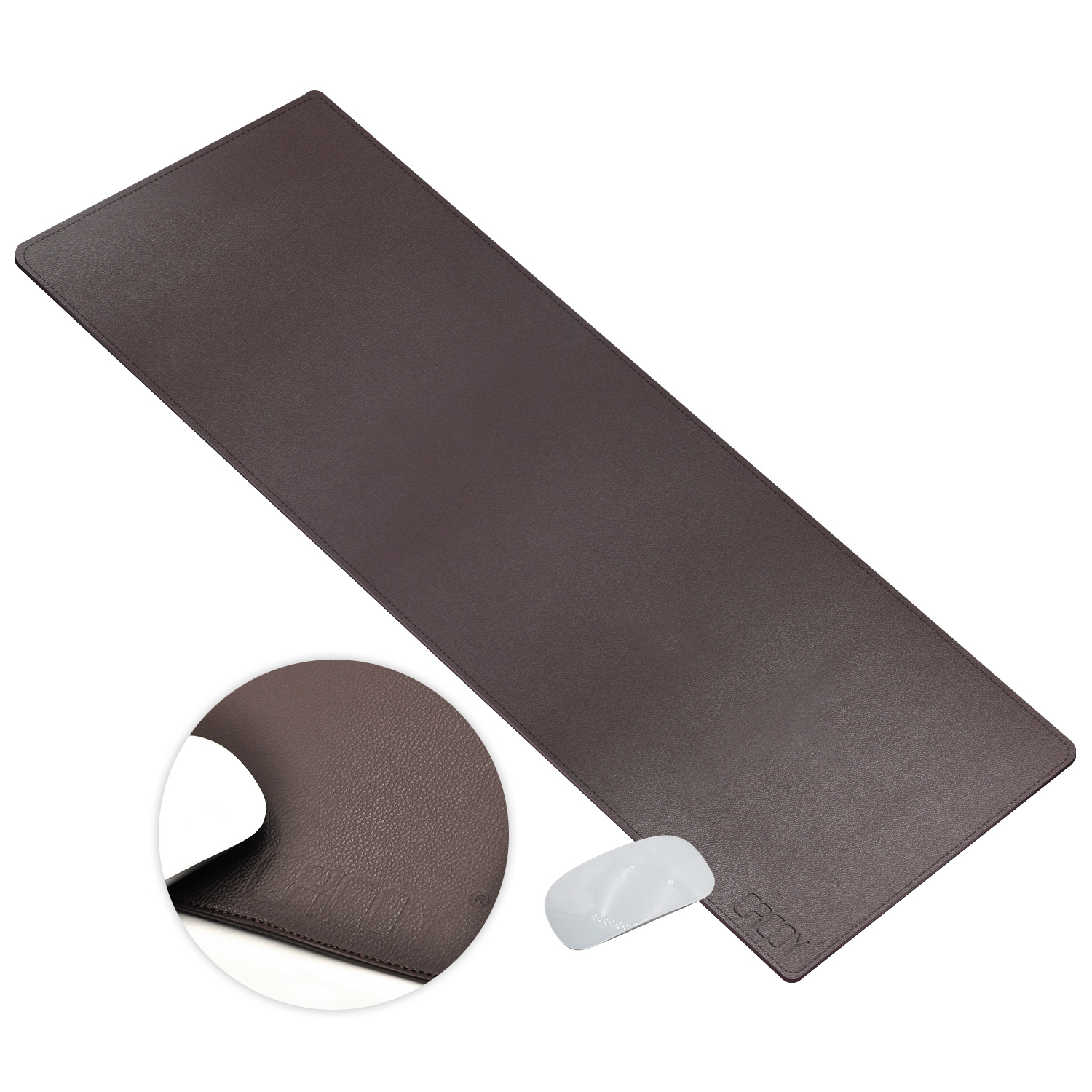 Extended Artificial Leather Desk Mat - Dark Brown